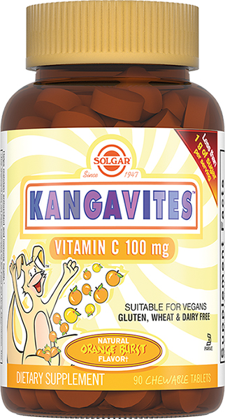 Солгар Кангавитес с витамином С (апельсин), таблетки 100 мг, 90 шт. кангавитес с витамином с для детей solgar солгар таблетки жевательные 90шт
