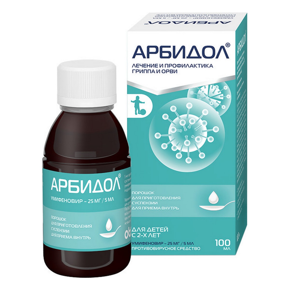 Арбидол (банан+вишня), порошок 25 мг/5мл 37 г, 1 шт.
