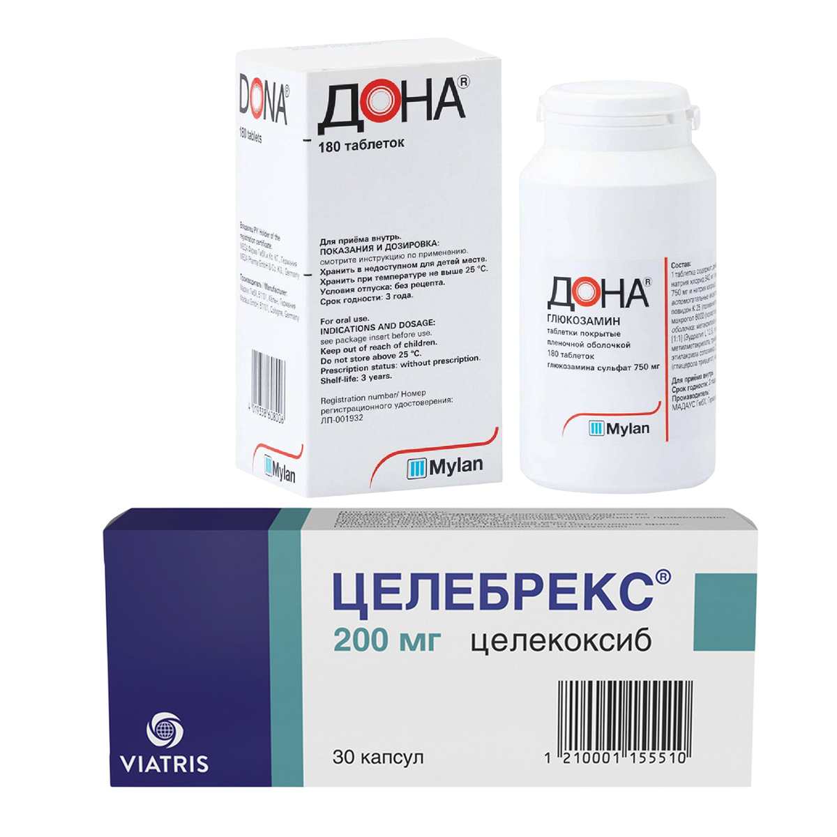 

Набор Дона табл 750мг 180шт и Целебрекс капс 200мг 30шт