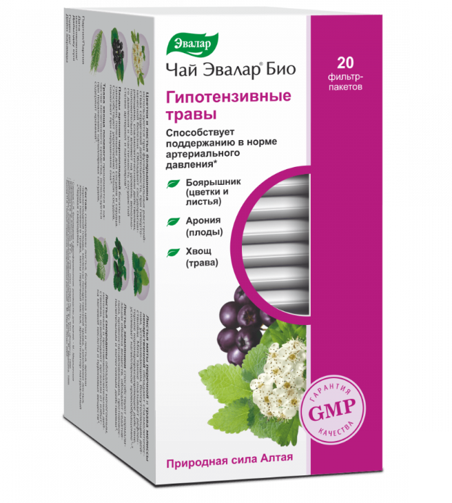 

Чай Эвалар Био Гипотензивные травы, пакетики, 20 шт.