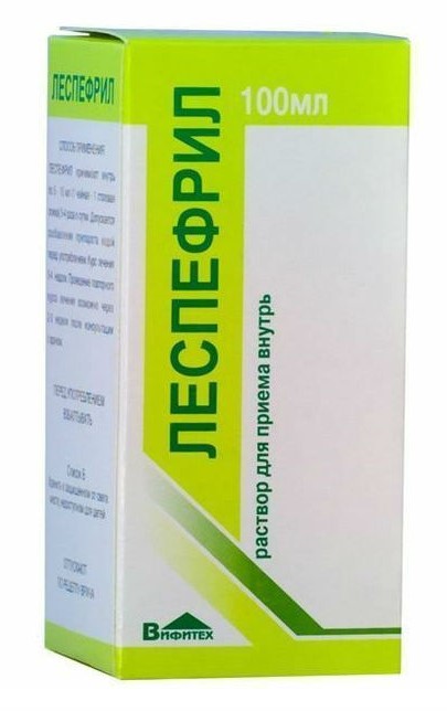 Леспефрил, раствор для внутреннего применения 100 мл, 1 шт. парацетамол раствор для внутреннего применения 25 мг мл 100 мл
