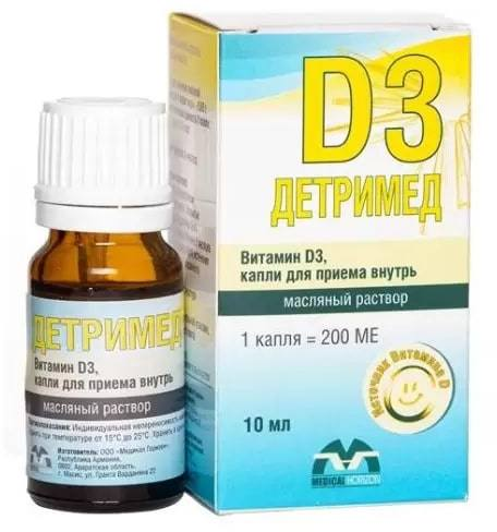 

Детримед D3, капли (масляный раствор) 200 МЕ/доза, 10 мл