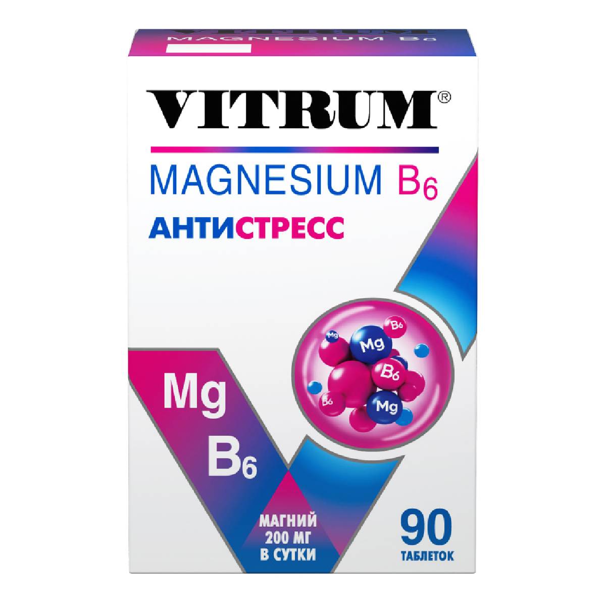 Витрум Магний В6 таблетки покрытые оболочкой 1200 мг 90 шт 922₽