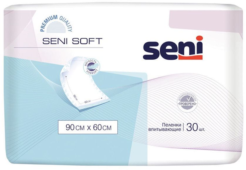 Пеленки Seni Soft, 90 см x 60 см, 30 шт. seni софт базис пеленки 60 90 см 10 шт