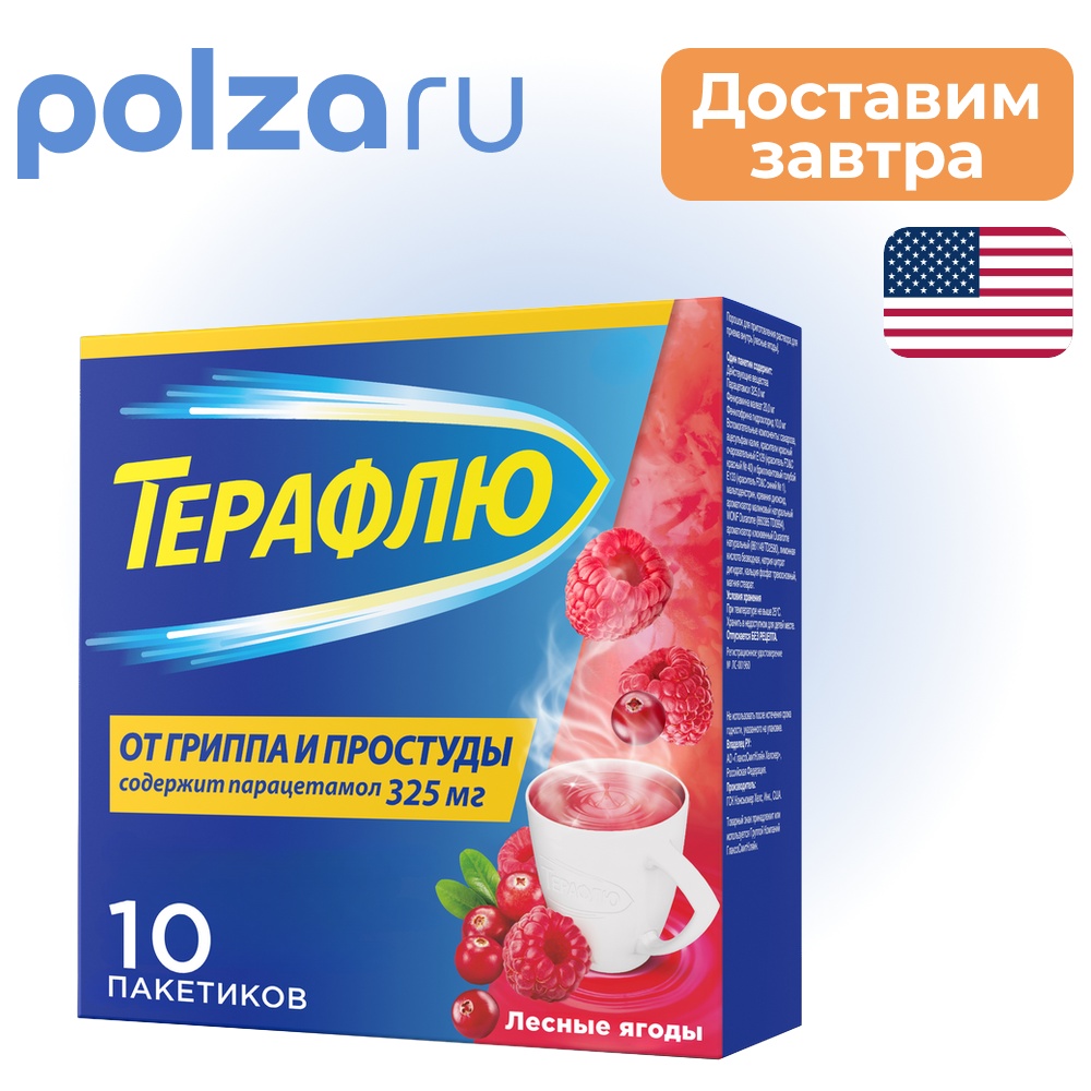 

Терафлю, порошок, 325 мг+10 мг+20 мг