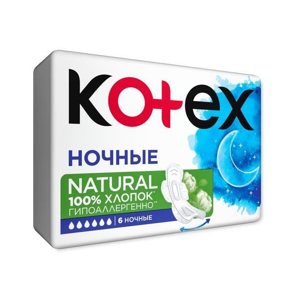 

Kotex Natural, прокладки ночные , 6 шт.