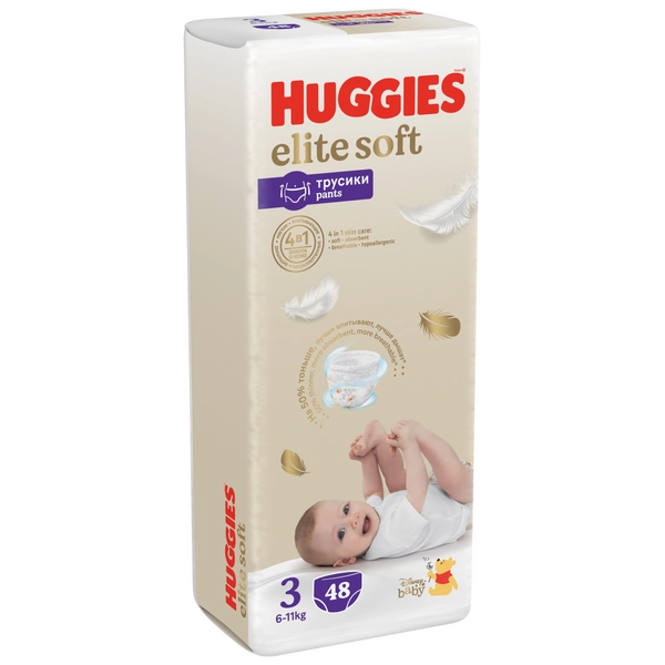 

Huggies Elite Soft, подгузники-трусики для детей, 3 размер (6-11 кг), 48 шт.