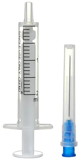 Шприц одноразовый 2-х компонентный, игла 23G 0.6 х 30 мм, 2 мл шприц медицинский трехкомпонентный 10 мл 21g 0 8 x 40 мм мпк елец 8 шт