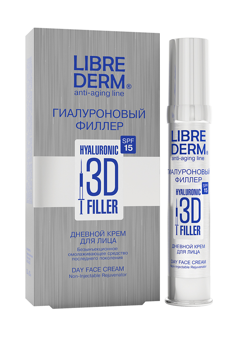 Либридерм Гиалуроновый 3D филлер, крем дневной (SPF 15), 30 мл eveline крем концентрат для лица bio hyaluron expert 50 заполняющий морщины 50
