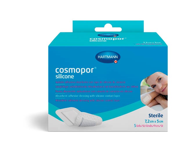 Hartmann Cosmopor Silicone, повязка сорбционная (с контактным слоем из силикона) 7,2 х 5 см, 10 шт. комфортер для новорождённых зайчонок 30х27 см