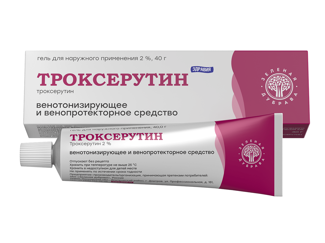 Троксерутин, гель 2% (Зеленая Дубрава), 40 г