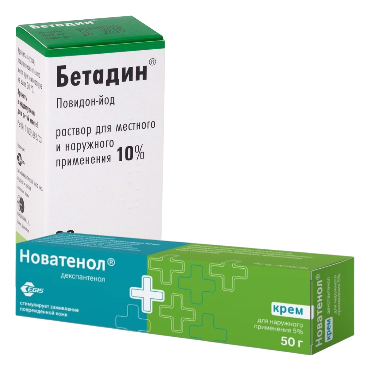 

Набор Новатенол крем 5% 50г и Бетадин р-р 10% 30мл