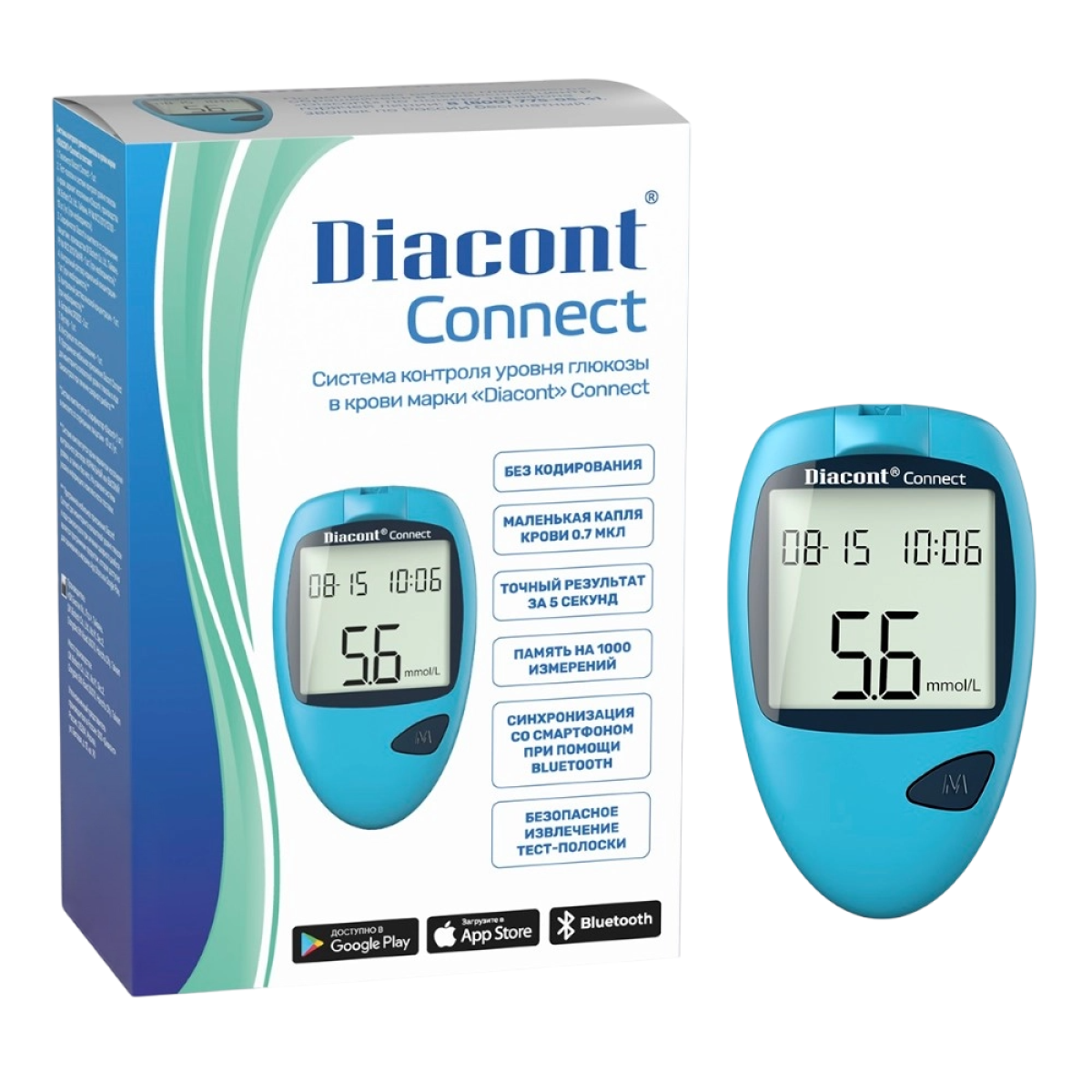 

Глюкометр Diacont Коннект (Bluetooth), 1 шт.