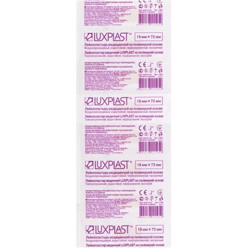 Luxplast стрип-лента полимер прозрач 19 х 72мм пластырь №10