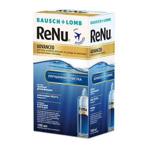 ReNu Advanced, раствор для контактных линз (с контейнером) 100 мл акваоптик раствор д линз с контейнером 60мл