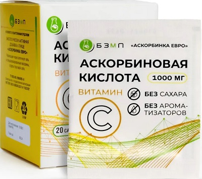 

Аскорбинка Евро, порошок, саше 1 г, 20 шт.