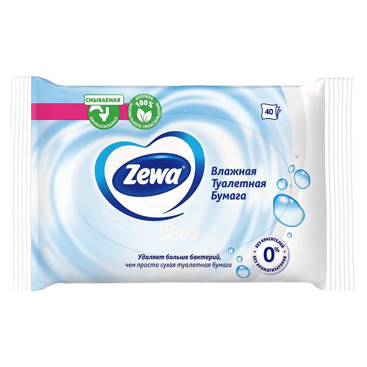 

Бумага туалетная влажная Zewa Pure, 40 шт.