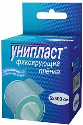 Унипласт, пластырь фиксирующий 5 см х 500 см (на основе прозрачной пленки) kisa stickers пленки для педикюра basil