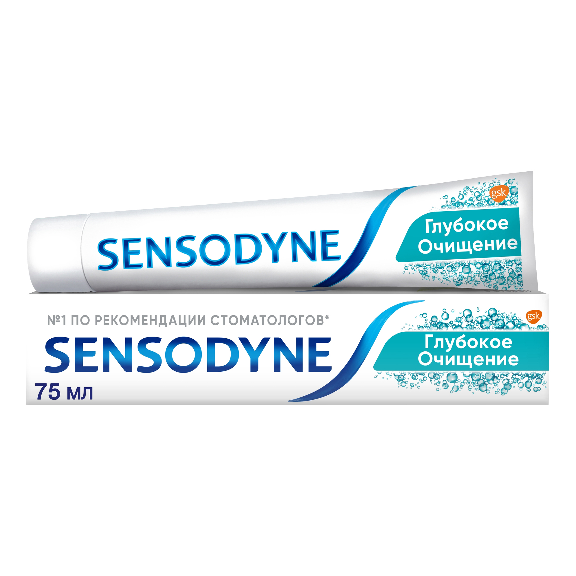 Зубная паста Sensodyne Глубокое Очищение для чувствительных зубов с фтором, 75 мл паста зубная sensodyne сенсодин глубокое очищение для чувствительных зубов 75мл