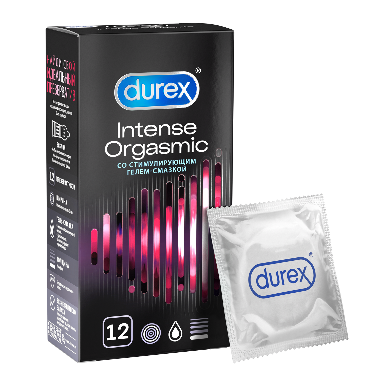Презервативы Durex Intense Orgasmic, 12 шт. дюрекс инвизибл презервативы со стимулирующей смазкой 12