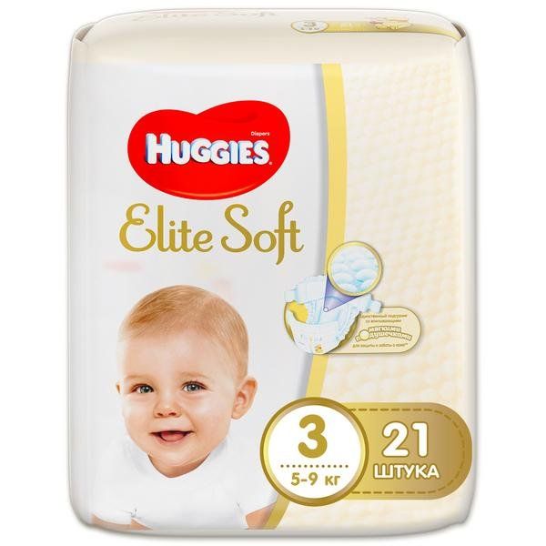 

Huggies Elite Soft, подгузники, 3 размер (5-9 кг), 21 шт.