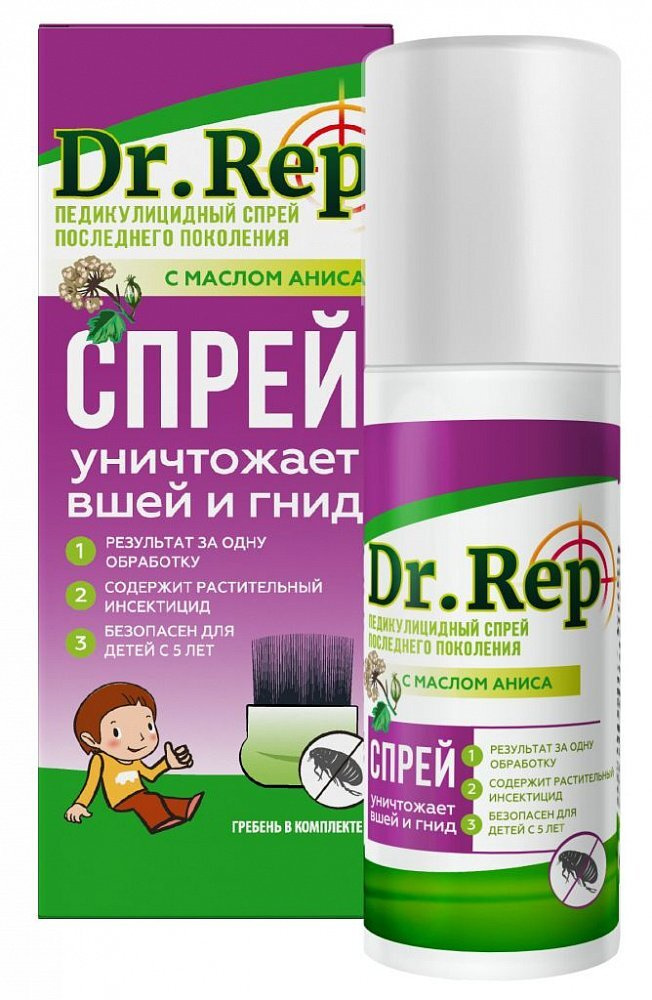 

Dr.Rep, спрей педикулицидный (с гребнем) 100 мл