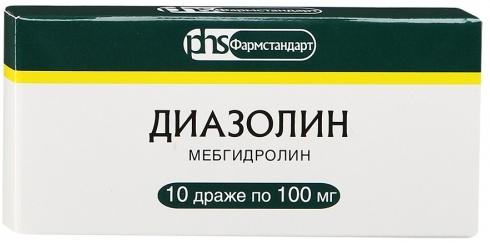 Диазолин, драже 100 мг, 10 шт. пустырник п драже 50 шт