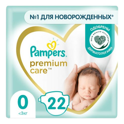 

Pampers Premium Care Newborn, подгузники(до 3 кг), 22 шт.