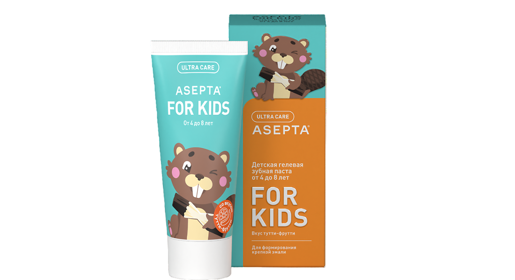 Асепта Kids, гелевая зубная паста (от 4 до 8 лет), 50 мл aravia паста сахарная для шугаринга мягкая и лёгкая 1500 г