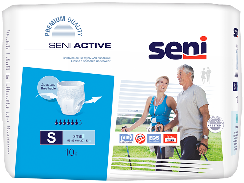 Seni Active, трусы впитывающие (S), 10 шт. seni active normal трусы впитывающие l 30 шт