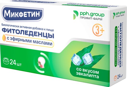 Микфетин Фитоледенцы с эфирными маслами со вкусом эвкалипта 24 шт