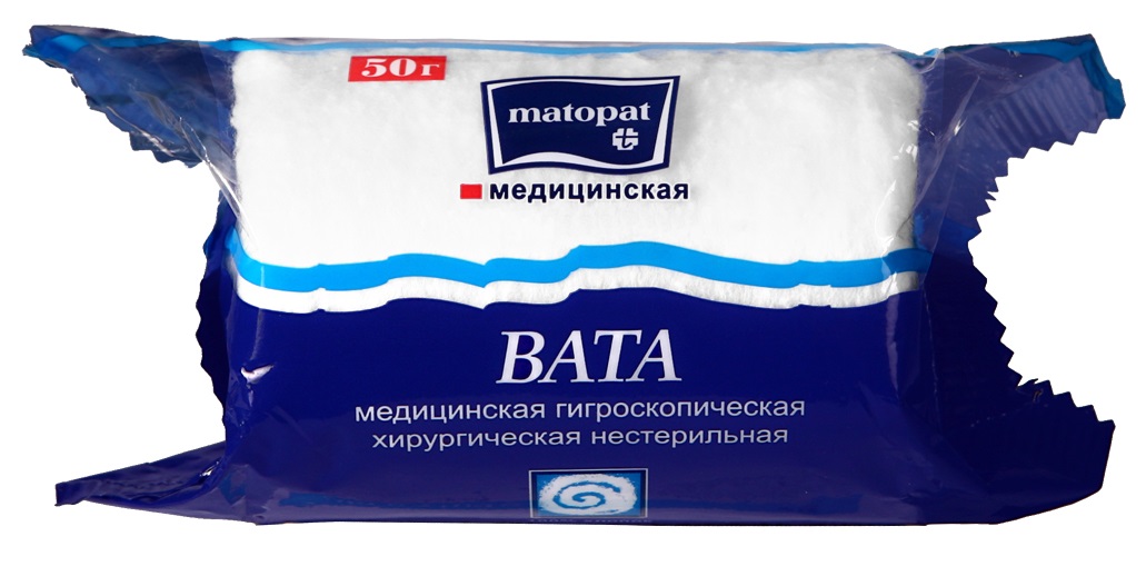

Вата Matopat хирургическая гигроскопическая нестерильная, 50 г