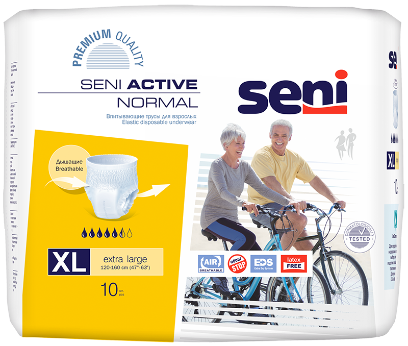 Seni Active Normal, трусы впитывающие (XL), 10 шт. seni active plus трусы впитывающие l 10 шт