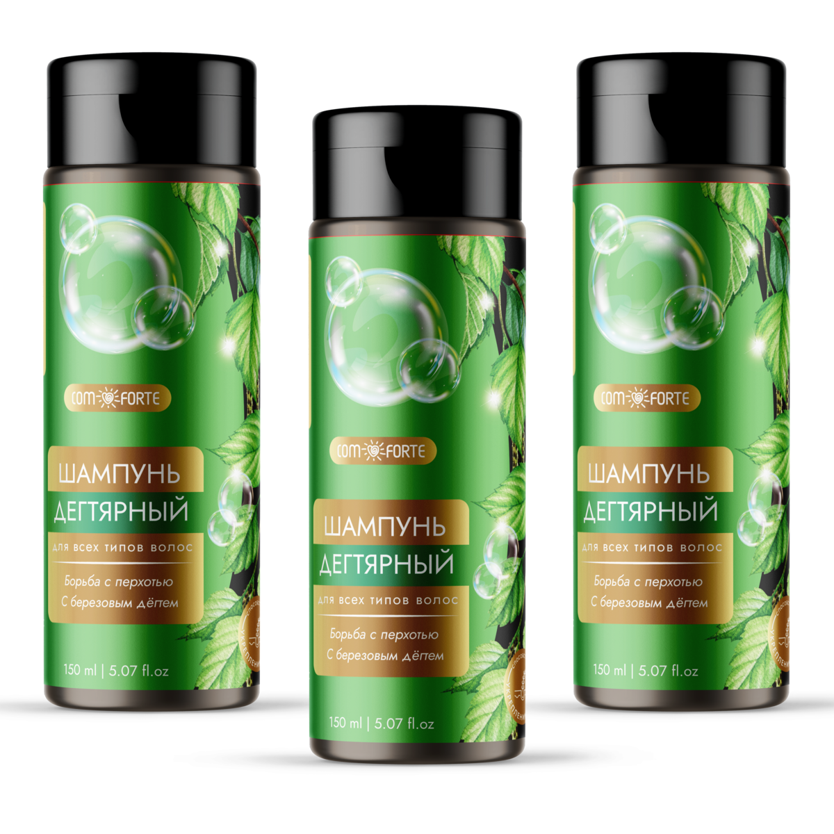 

Набор 3уп ComForte шампунь дегтярный для волос 150мл