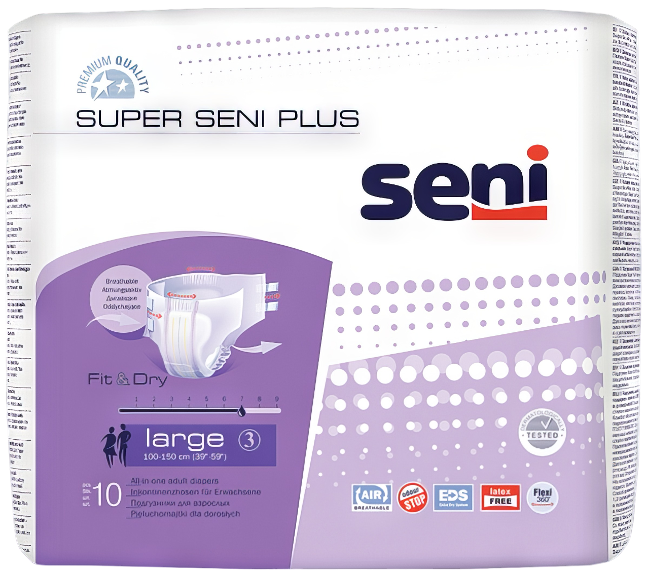 Seni Super Plus, подгузники для взрослых (L), 10 шт. seni актив нормал трусики для взрослых р l 10 шт