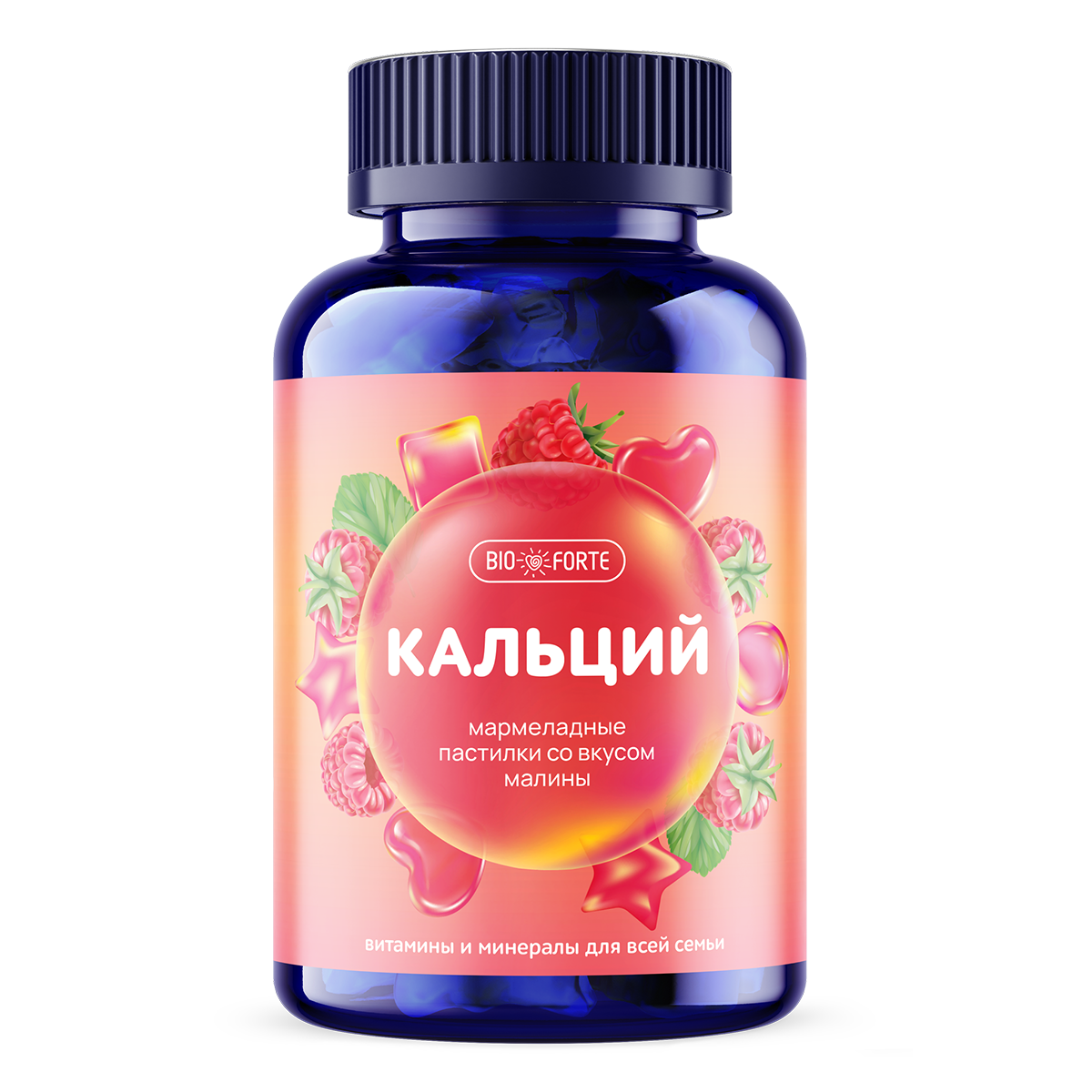 Кальций MultiForte, пастилки мармеладные жевательные (малина), 60 шт