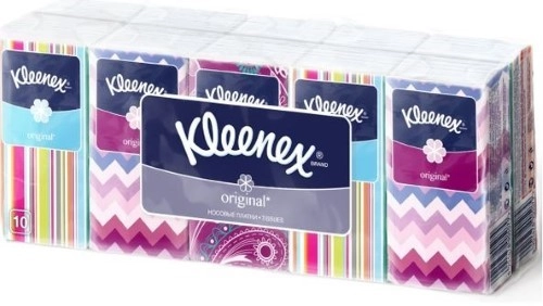 Kleenex, платочки носовые бумажные оригинальные, белые, упаковка, 10 шт.