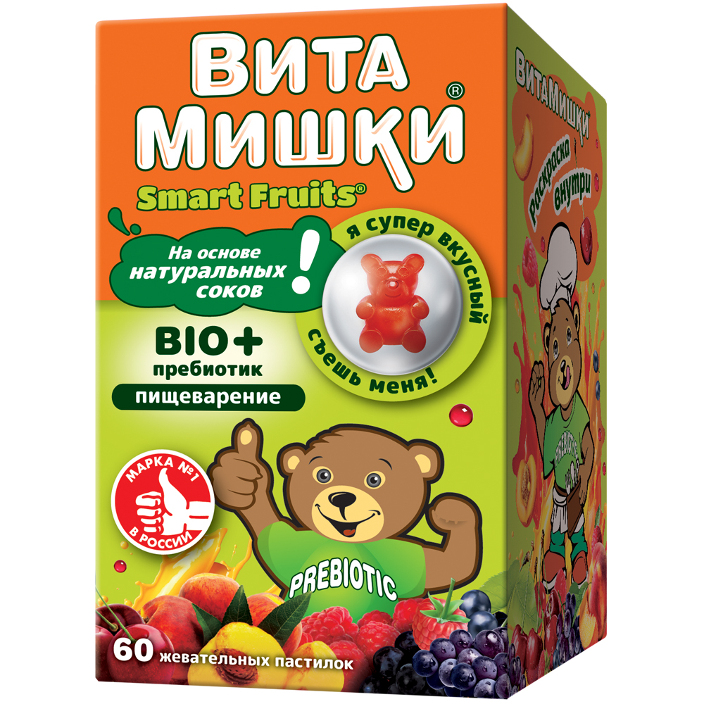 ВитаМишки BIO + пребиотик, пастилки жевательные, 60шт.