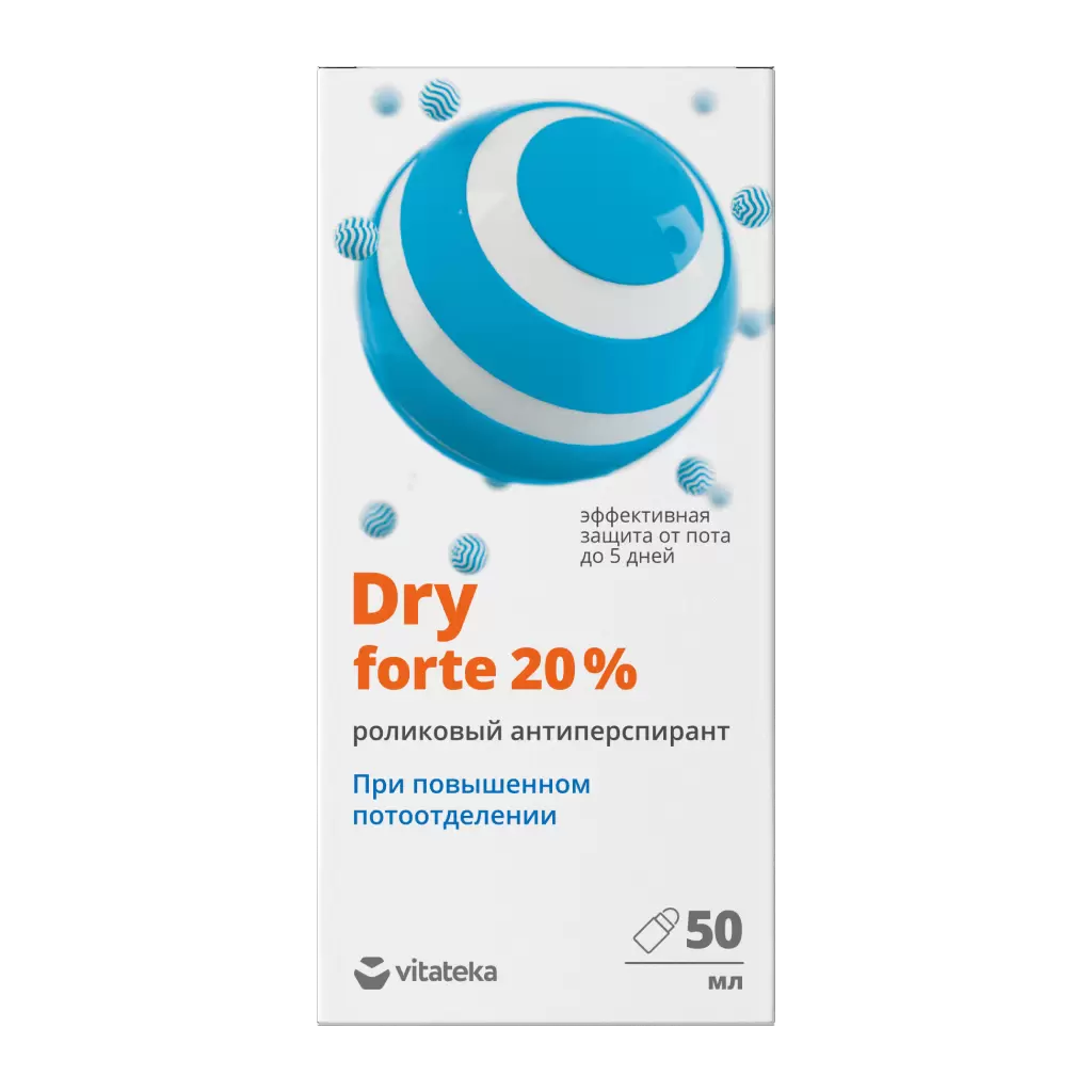 

Витатека Dry Forte, антиперсперант против повышенной потливости 20% (без спирта), ролик 50 мл