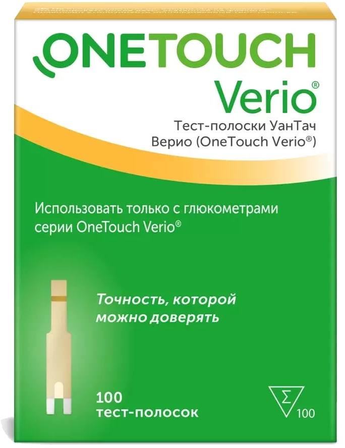 Тест-полоски One Touch Verio, 100 шт. one touch верио рефлект глюкометр портативный