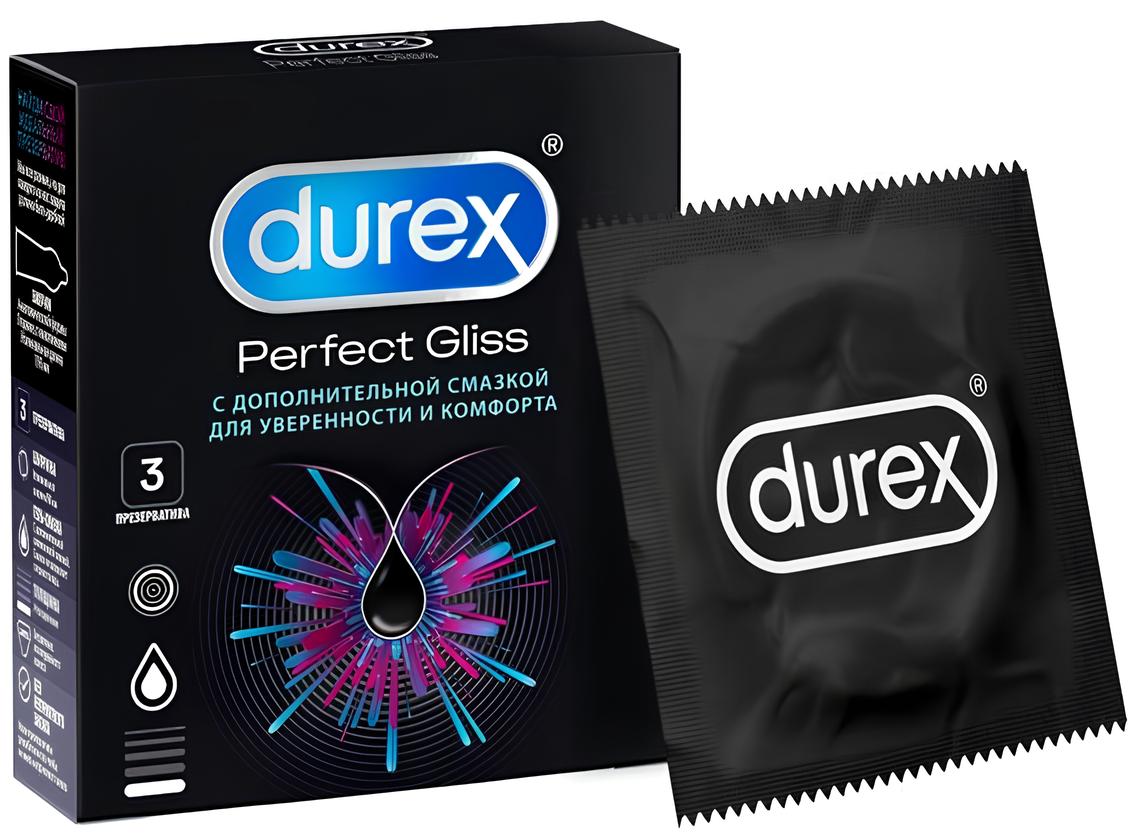 Durex Презервативы Perfect Gliss, 3 шт. durex perfect gliss презервативы 12 шт