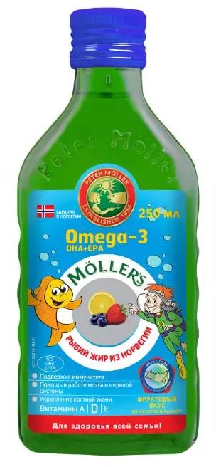 Рыбий жир Меллер с фруктовым вкусом 250 мл 1465₽