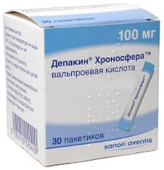 Депакин хроносфера, гранулы пролонг. 100 мг, 30 шт. (арт. 184534)