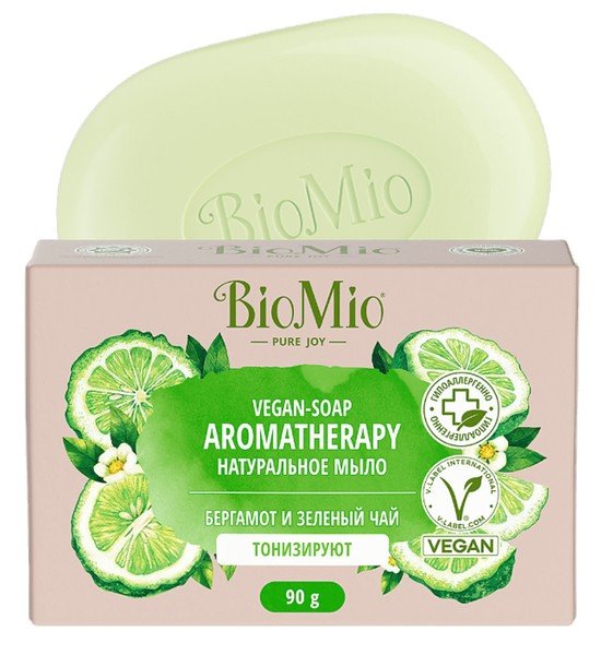 Biomio Aromatherapy мыло кусковое натуральное зеленый чай/бергамот косметическое мыло 90 г №1