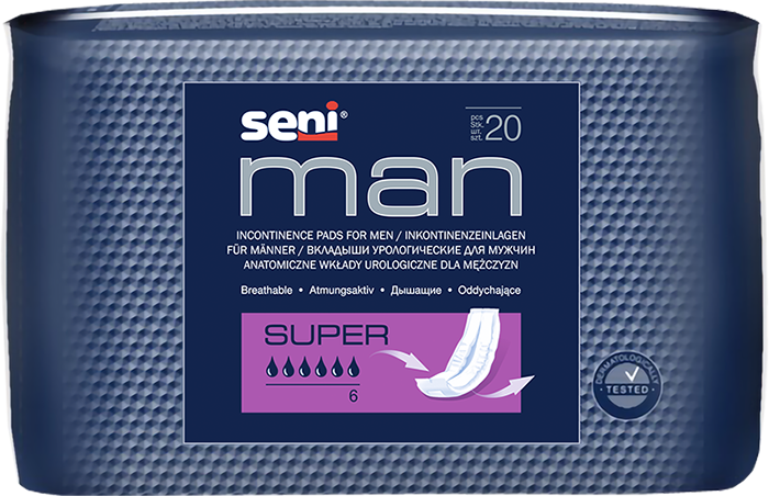 Seni Man Super, вкладыши урологические для мужчин, 20 шт. прокладки урологические seni lady normal 20 шт no20 ru2