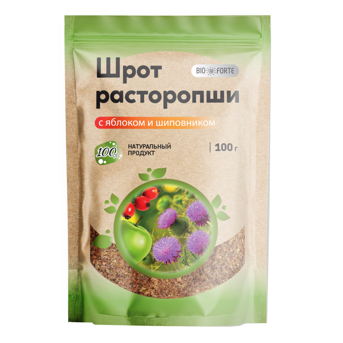 Расторопша шрот BioForte яблоко с шиповником, 100 г