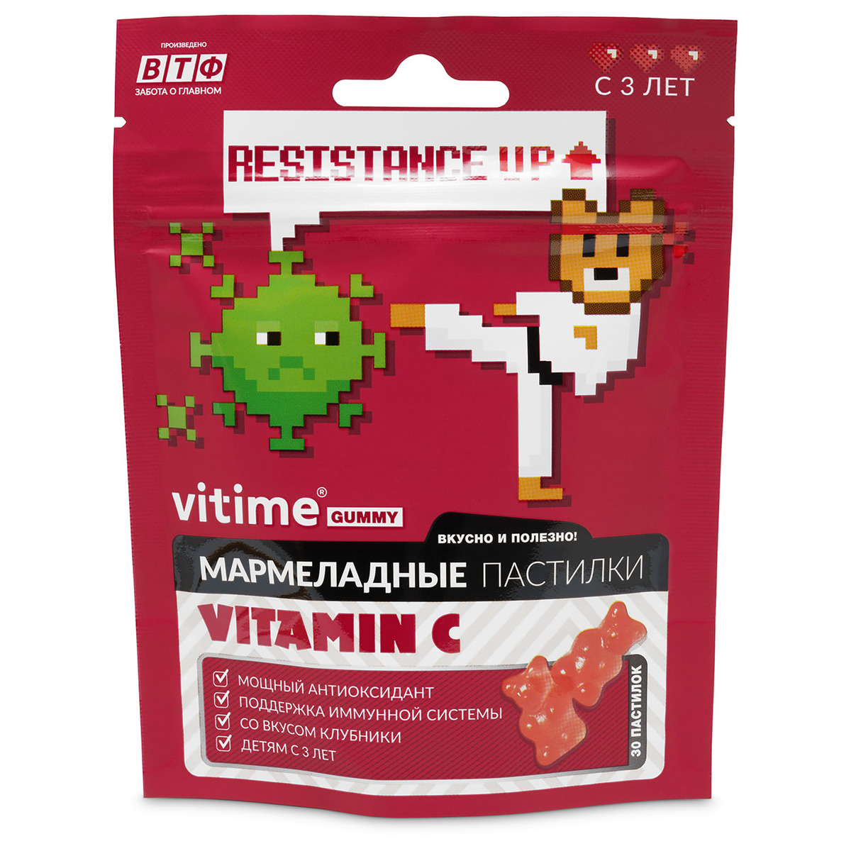 VITime Мармеладные, пастилки Витамин С (клубника), 30 шт.