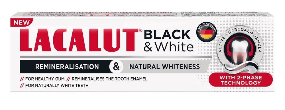 Лакалют Black&White, зубная паста 75 мл, 1 шт. наполнитель комкующийся с гранулами активированного угля active carbon granules cat s white 10л