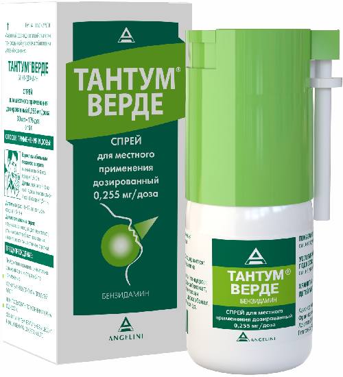 Тантум Верде, спрей 0.255 мг/доза, 30 мл тантум верде форте спрей 0 51 мг доза флакон 15 мл