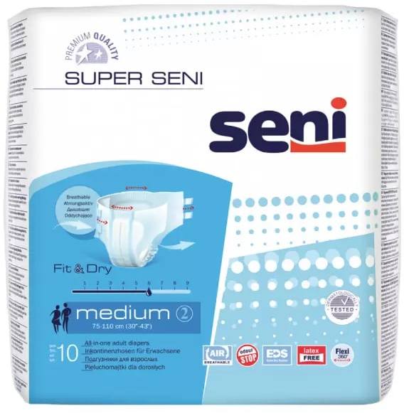 Seni Super, подгузники для взрослых (M), 10 шт. наполнитель минеральный впитывающий пижон универсальный 1 7 кг впитываемость 3 л